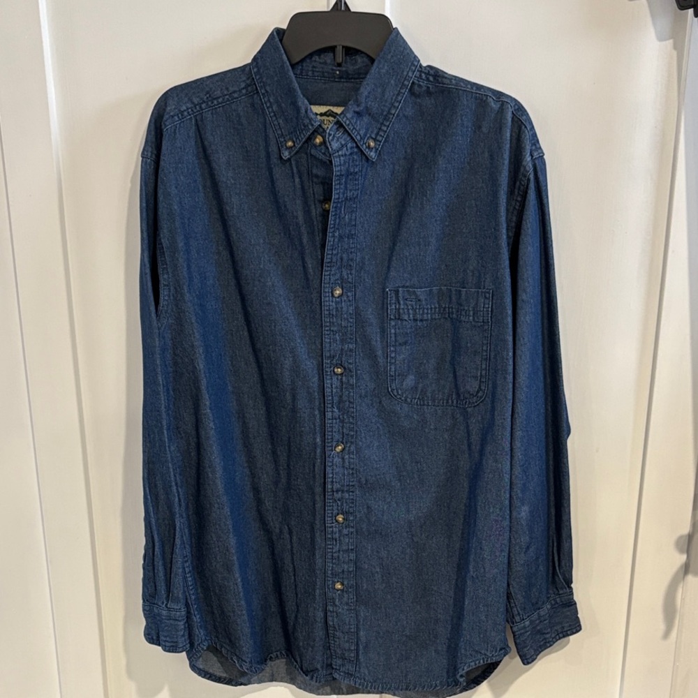 Mountain Lake Men's Dark Blue Denim Button-Down Shirt